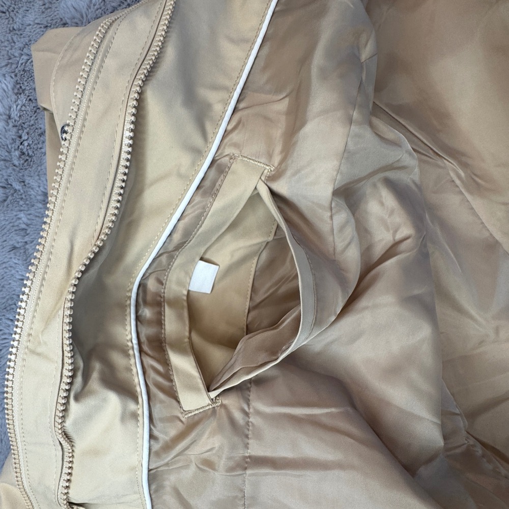 Lands End Womens Tan Khaki Hooded Raincoat Parka Jacket Size M RN 168874 - Picture 14 of 16